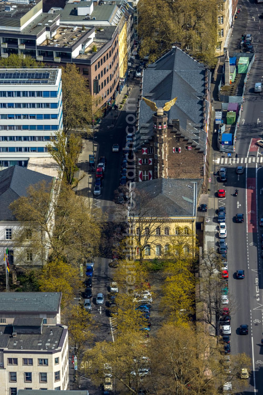 Aerial image Köln - Facade of the monument Historisches Zeughaus on street Elisenstrasse in the district Altstadt in Cologne in the state North Rhine-Westphalia, Germany