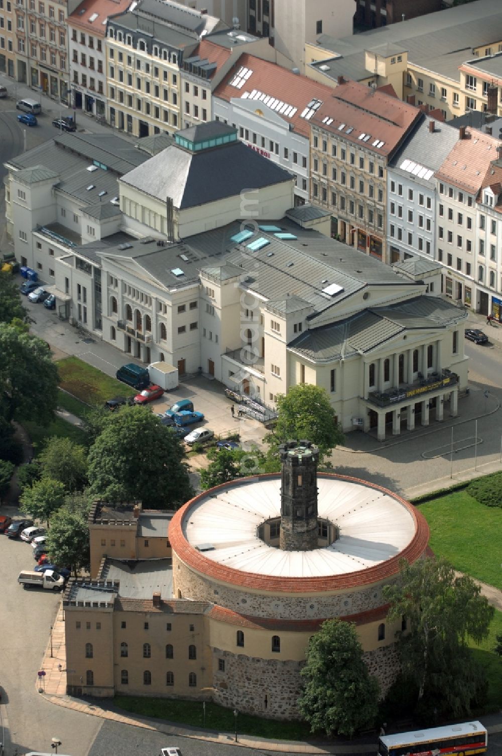 Görlitz from above - Facade of the monument Kaisertrutz (also called Reichenbacher Rondell) in Goerlitz in the state Saxony