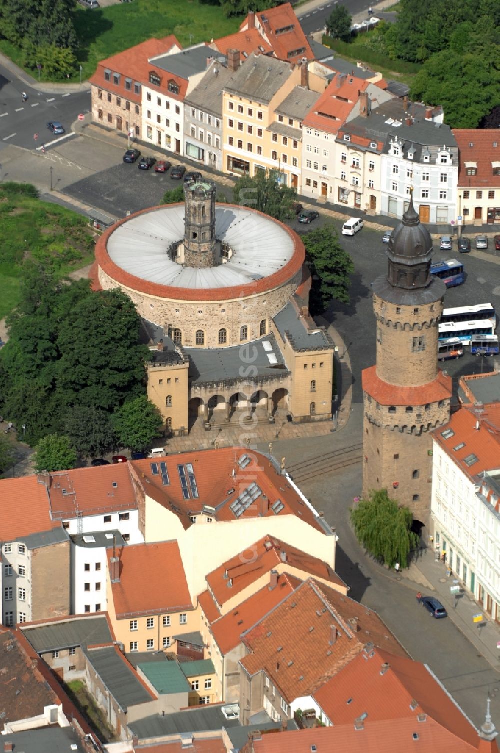 Aerial image Görlitz - Facade of the monument Kaisertrutz (also called Reichenbacher Rondell) in Goerlitz in the state Saxony