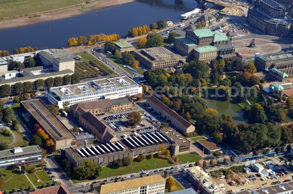 Dresden from the bird's eye view: Facade of the monument Koeniglicher Marstall in the district Zentrum in Dresden in the state Saxony, Germany