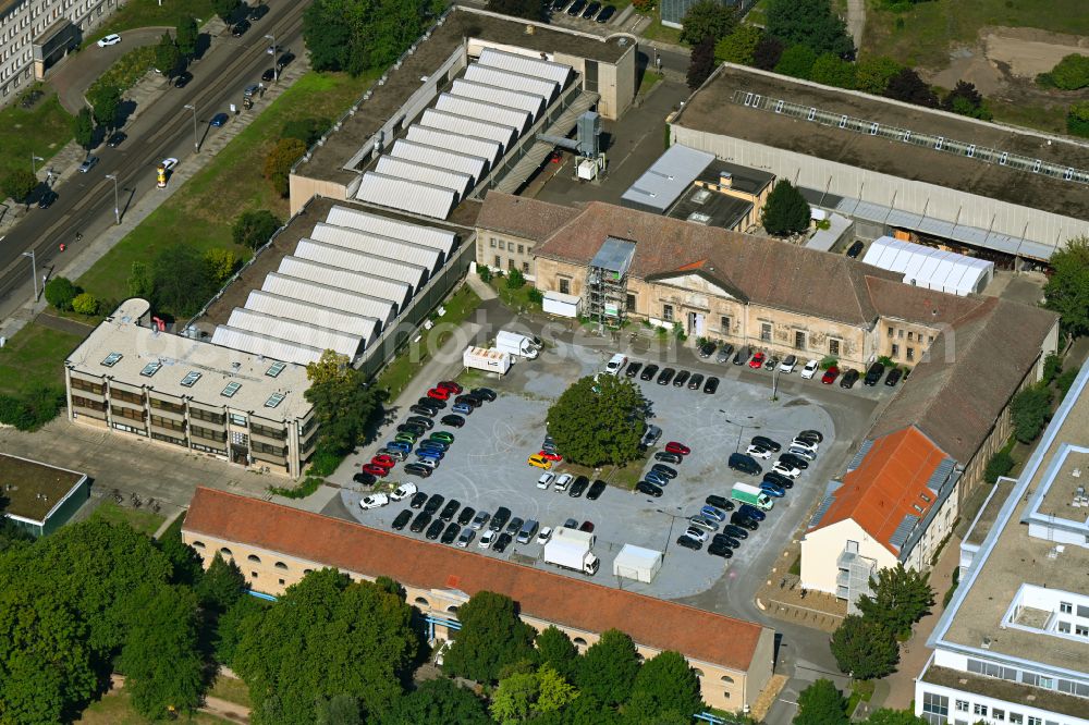 Aerial photograph Dresden - Facade of the monument Koeniglicher Marstall in the district Zentrum in Dresden in the state Saxony, Germany