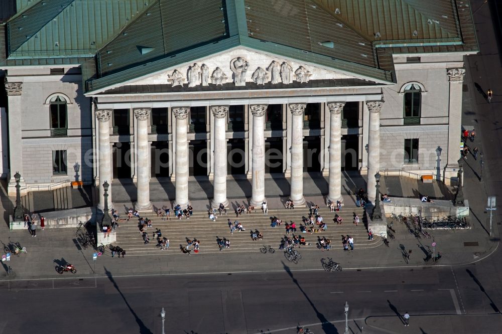 München from the bird's eye view: Facade of the building Residenztheater at Max-Joseph-Platz in the district Altstadt in Munich in the state Bavaria, Germany