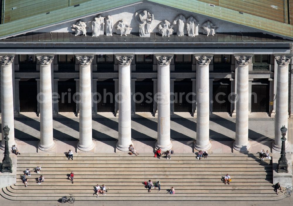 München from the bird's eye view: Facade of the building Residenztheater at Max-Joseph-Platz in the district Altstadt in Munich in the state Bavaria, Germany