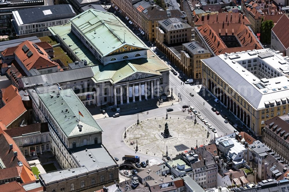 Aerial photograph München - Facade of the building Residenztheater at Max-Joseph-Platz in the district Altstadt in Munich in the state Bavaria, Germany