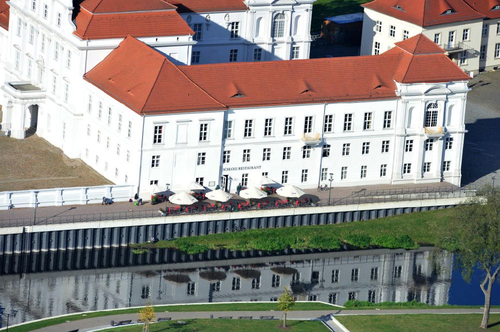 Oranienburg from above - Facade of the palace of Oranienburg. The lavishly reconstructed castle is the oldest Baroque castle in the Mark Brandenburg