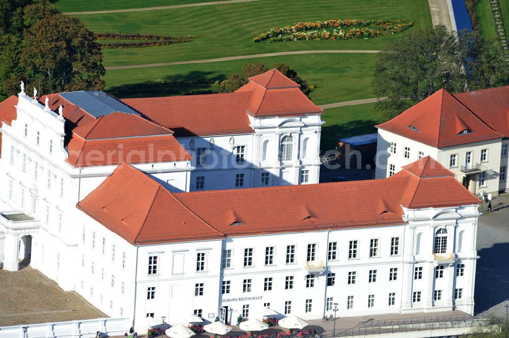 Oranienburg from the bird's eye view: Facade of the palace of Oranienburg. The lavishly reconstructed castle is the oldest Baroque castle in the Mark Brandenburg