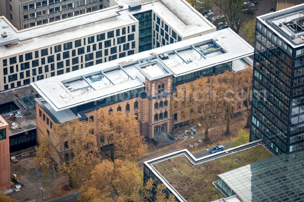 Bochum from the bird's eye view: Facade of the school building of the former state owned high school at the Ostring in Bochum in the state North Rhine-Westphalia