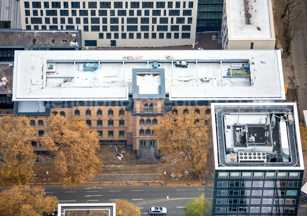 Aerial image Bochum - Facade of the school building of the former state owned high school at the Ostring in Bochum in the state North Rhine-Westphalia