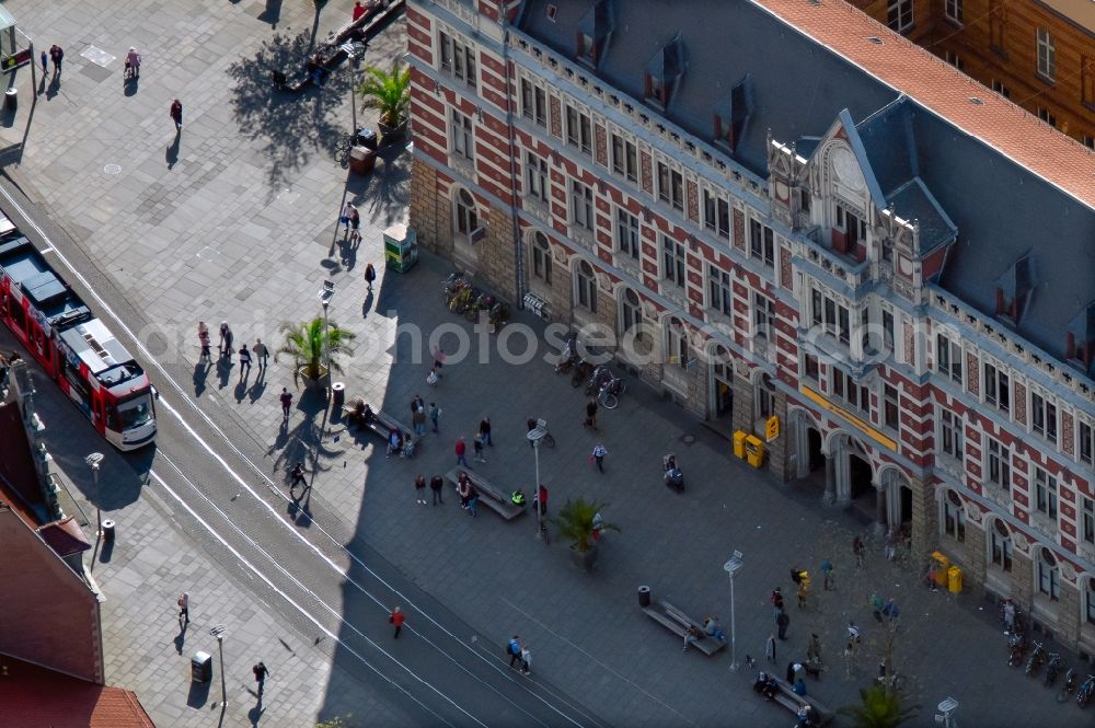 Erfurt from above - street guide of famous promenade and shopping street Anger in the district Zentrum in Erfurt in the state Thuringia, Germany