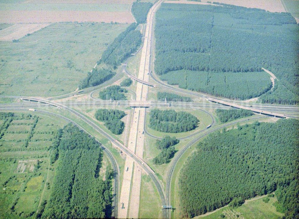 Aerial photograph Schönefeld - Fast fertig umgebautes Autobahnkreuz Schönefeld.