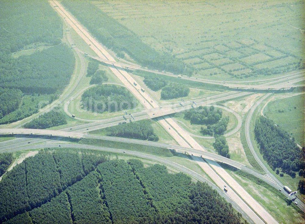 Aerial image Schönefeld - Fast fertig umgebautes Autobahnkreuz Schönefeld.