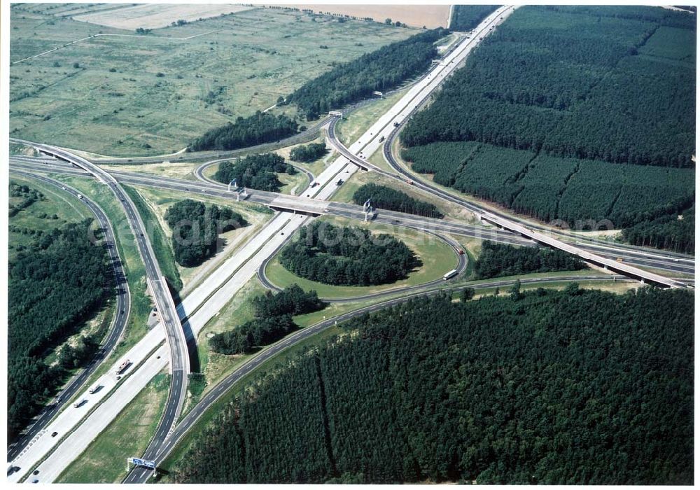 Aerial image Schönefeld - Fast fertig umgebautes Autobahnkreuz Schönefeld.