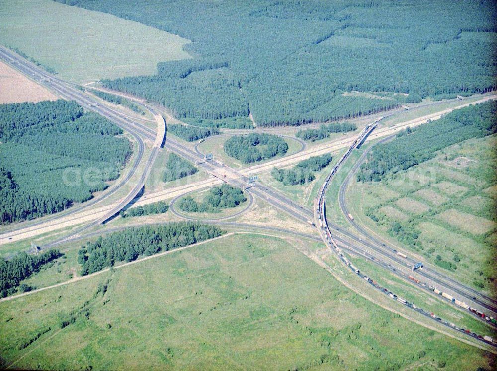 Aerial photograph Schönefeld / Brandenburg - Fast fertig umgebautes Autobahnkreuz Schönefeld am Berliner Ring in Brandenburg.