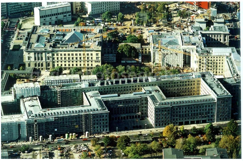 Berlin from the bird's eye view: Fast fertig umgebautes Rohwedderhaus (ehem. THA) an der Wilhelmstraße in Berlin - Mitte.