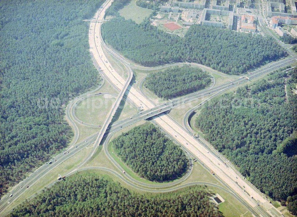 Aerial photograph Babelsberg - Fast fertige Autobahnabfahrt Babelsberg am Berliner Ring.