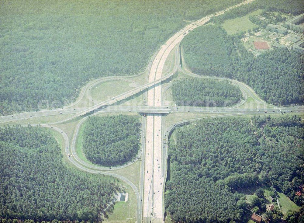 Babelsberg from above - Fast fertige Autobahnabfahrt Babelsberg am Berliner Ring.