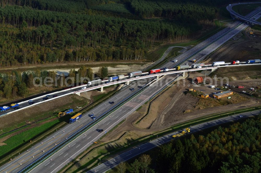 Aerial image Groß Ziethen - Construction site of the junction Havelland at the motorway A10 and A24 in the state Brandenburg