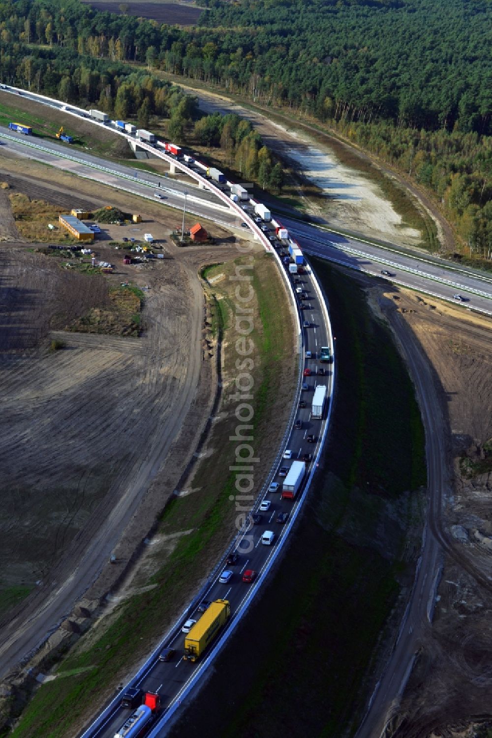 Aerial image Groß Ziethen - Construction site of the junction Havelland at the motorway A10 and A24 in the state Brandenburg