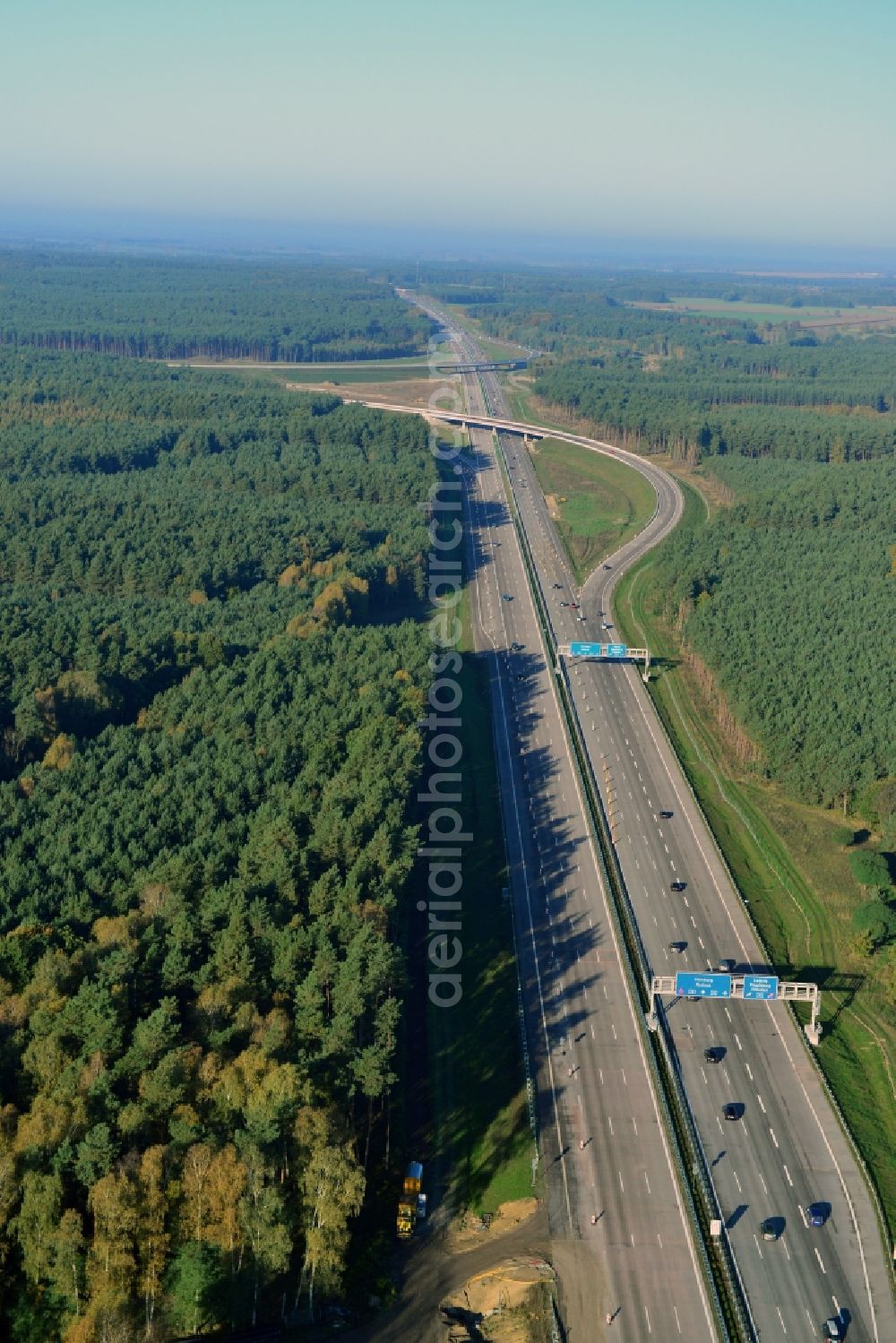 Groß Ziethen from the bird's eye view: Construction site of the junction Havelland at the motorway A10 and A24 in the state Brandenburg