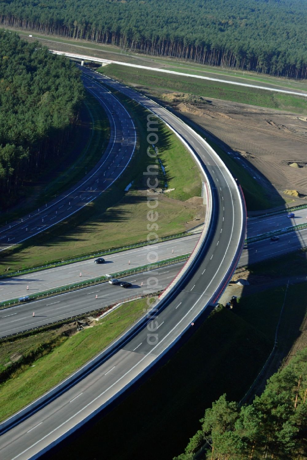 Aerial image Groß Ziethen - Construction site of the junction Havelland at the motorway A10 and A24 in the state Brandenburg