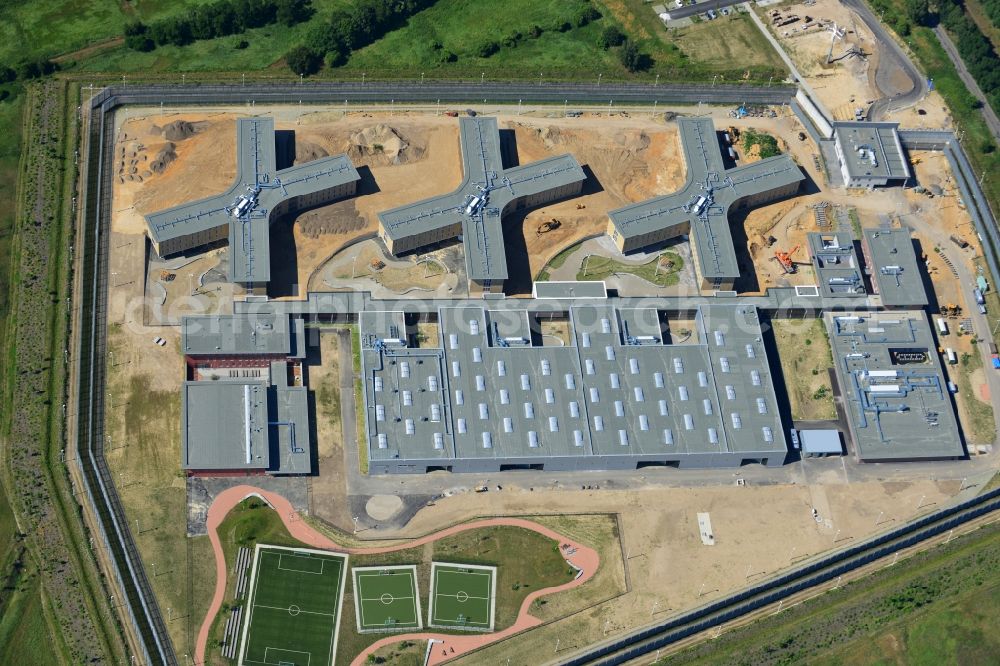 Aerial photograph Großbeeren - Construction site of the new penal institution Heidering Grossbeeren