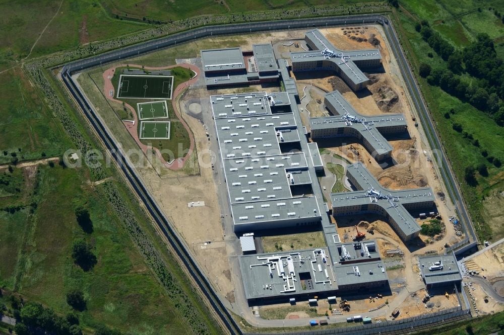 Großbeeren from the bird's eye view: Construction site of the new penal institution Heidering Grossbeeren