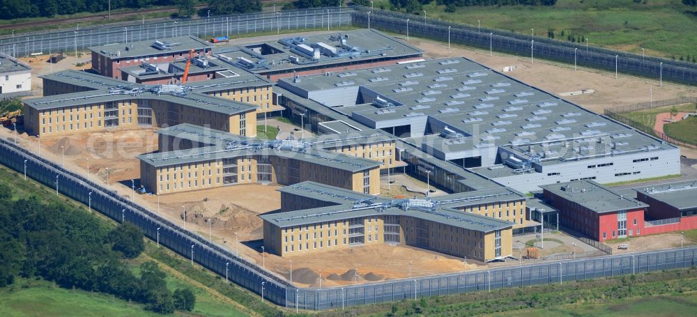 Großbeeren from the bird's eye view: Construction site of the new penal institution Heidering Grossbeeren