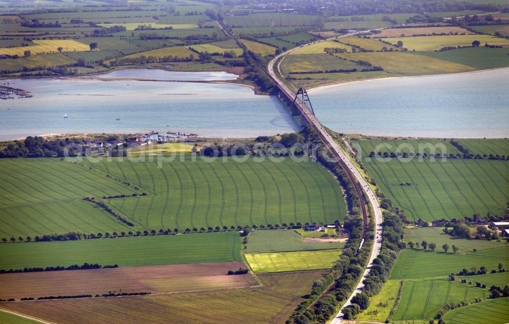 Aerial photograph Großenbrode - Fehmarn Sund bridge between Fehmarn and the mainland at Grossenbrode in Schleswig-Holstein