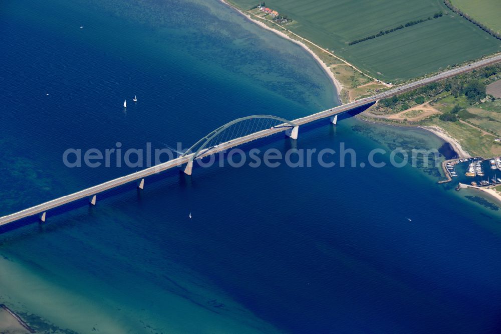 Aerial image Fehmarn - Fehmarn Sund bridge between Fehmarn and the mainland at Grossenbrode in Schleswig-Holstein