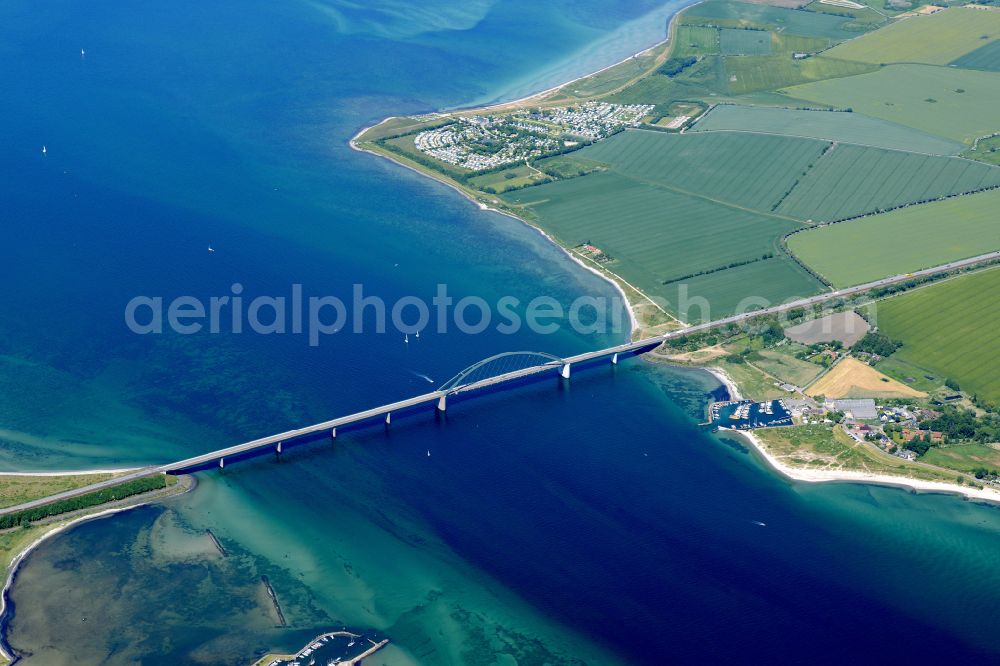 Aerial image Fehmarn - Fehmarn Sund bridge between Fehmarn and the mainland at Grossenbrode in Schleswig-Holstein