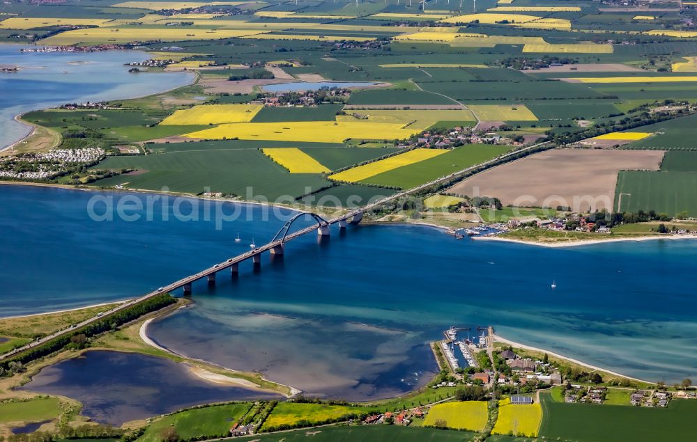 Fehmarn from the bird's eye view: Fehmarn Sund Bridge between the island of Fehmarn and the mainland near Grossenbrode in Schleswig-Holstein, Germany