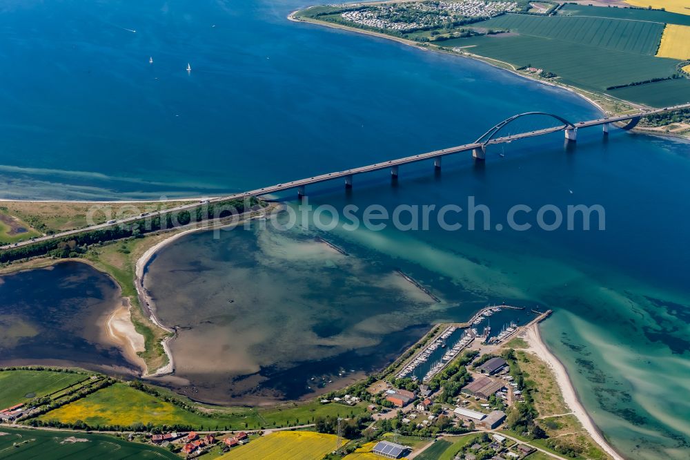 Aerial image Fehmarn - Fehmarn Sund Bridge between the island of Fehmarn and the mainland near Grossenbrode in Schleswig-Holstein, Germany