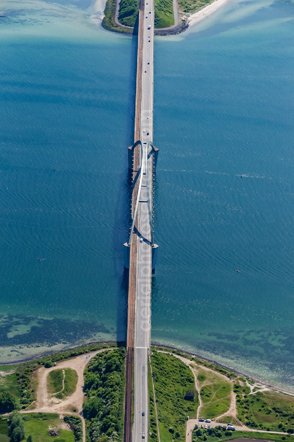 Fehmarn from the bird's eye view: Fehmarn Sund Bridge between the island of Fehmarn and the mainland near Grossenbrode in Schleswig-Holstein, Germany