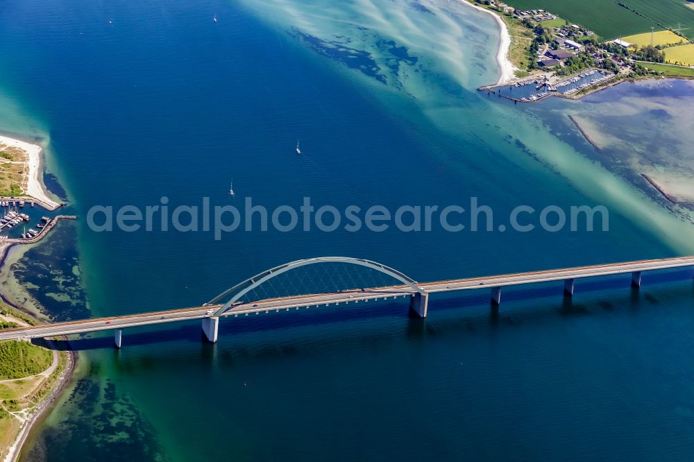 Aerial image Fehmarn - Fehmarn Sund Bridge between the island of Fehmarn and the mainland near Grossenbrode in Schleswig-Holstein, Germany