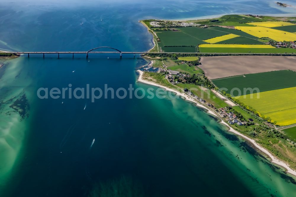 Aerial photograph Fehmarn - Fehmarn Sund Bridge between the island of Fehmarn and the mainland near Grossenbrode in Schleswig-Holstein, Germany