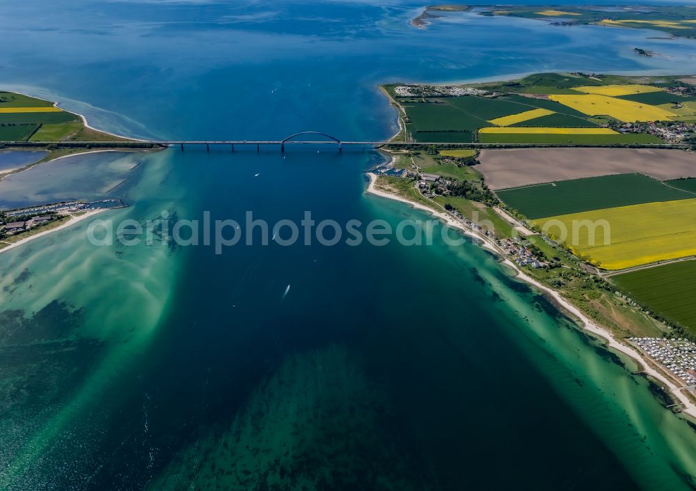 Fehmarn from above - Fehmarn Sund Bridge between the island of Fehmarn and the mainland near Grossenbrode in Schleswig-Holstein, Germany