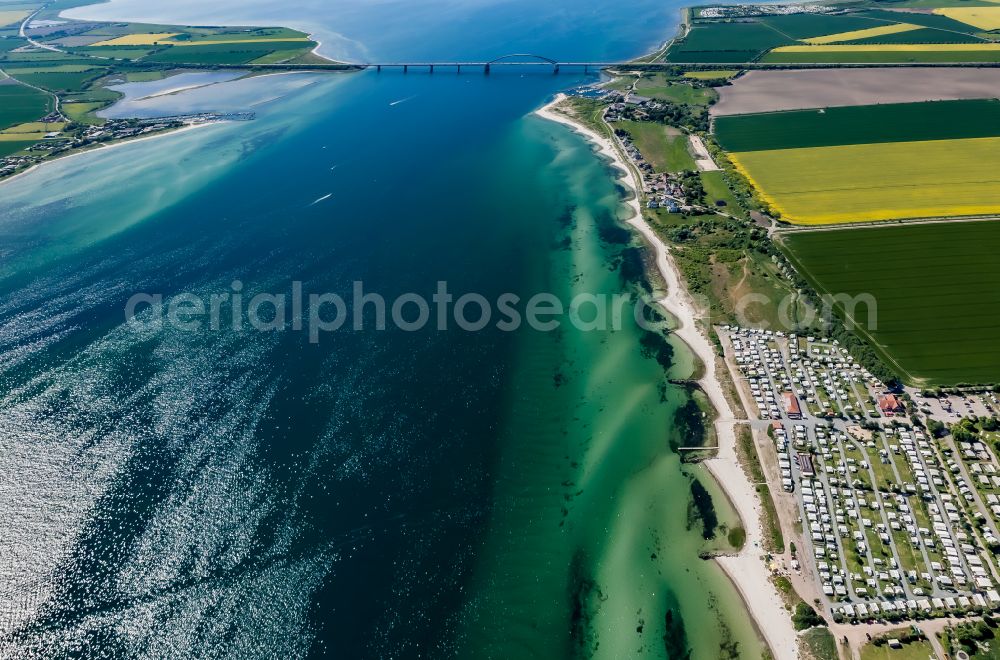 Aerial image Fehmarn - Fehmarn Sund Bridge between the island of Fehmarn and the mainland near Grossenbrode in Schleswig-Holstein, Germany