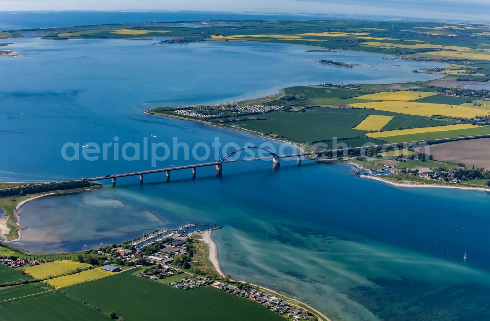 Fehmarn from above - Fehmarn Sund Bridge between the island of Fehmarn and the mainland near Grossenbrode in Schleswig-Holstein, Germany