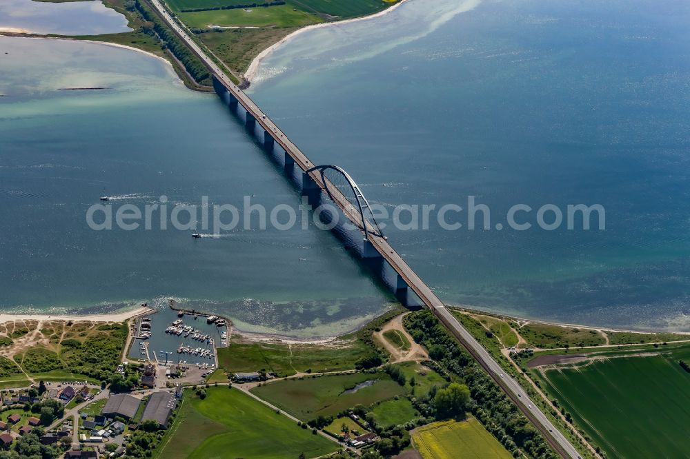 Aerial image Fehmarn - Fehmarn Sund Bridge between the island of Fehmarn and the mainland near Grossenbrode in Schleswig-Holstein, Germany