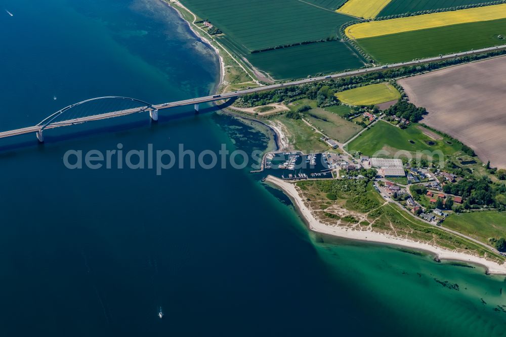 Aerial photograph Fehmarn - Fehmarn Sund Bridge between the island of Fehmarn and the mainland near Grossenbrode in Schleswig-Holstein, Germany