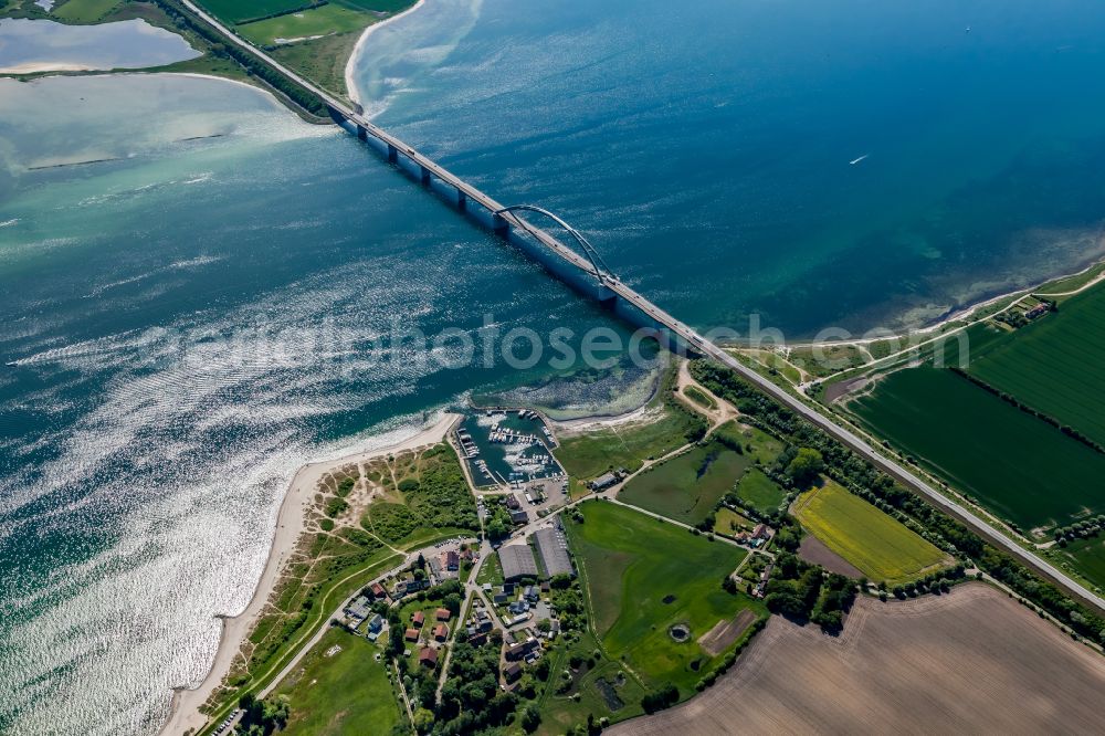 Aerial image Fehmarn - Fehmarn Sund Bridge between the island of Fehmarn and the mainland near Grossenbrode in Schleswig-Holstein, Germany