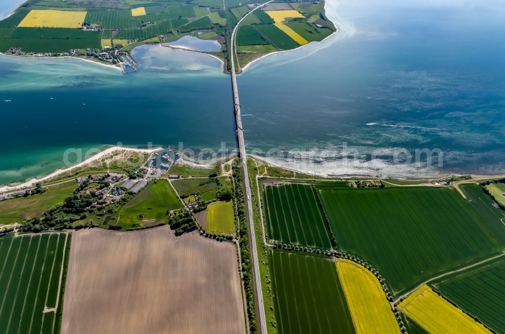 Aerial photograph Fehmarn - Fehmarn Sund Bridge between the island of Fehmarn and the mainland near Grossenbrode in Schleswig-Holstein, Germany