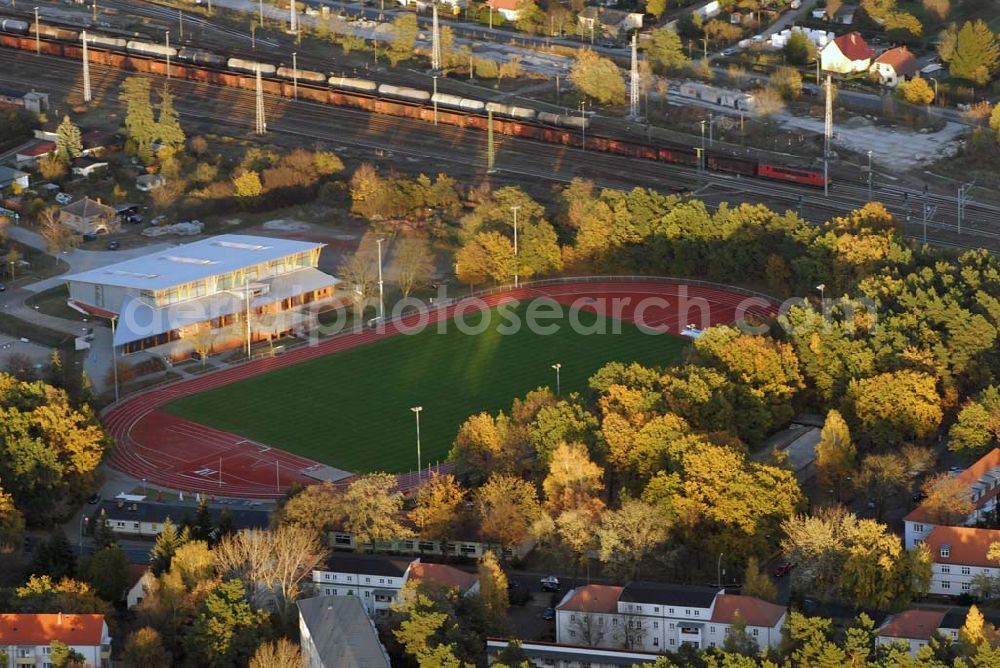 Aerial image Königs Wusterhausen - Blick auf die Feld-Sporthalle in der Cottbuser Str. 38, 15711 Königs Wusterhausen - Tel: (03375) 213 610