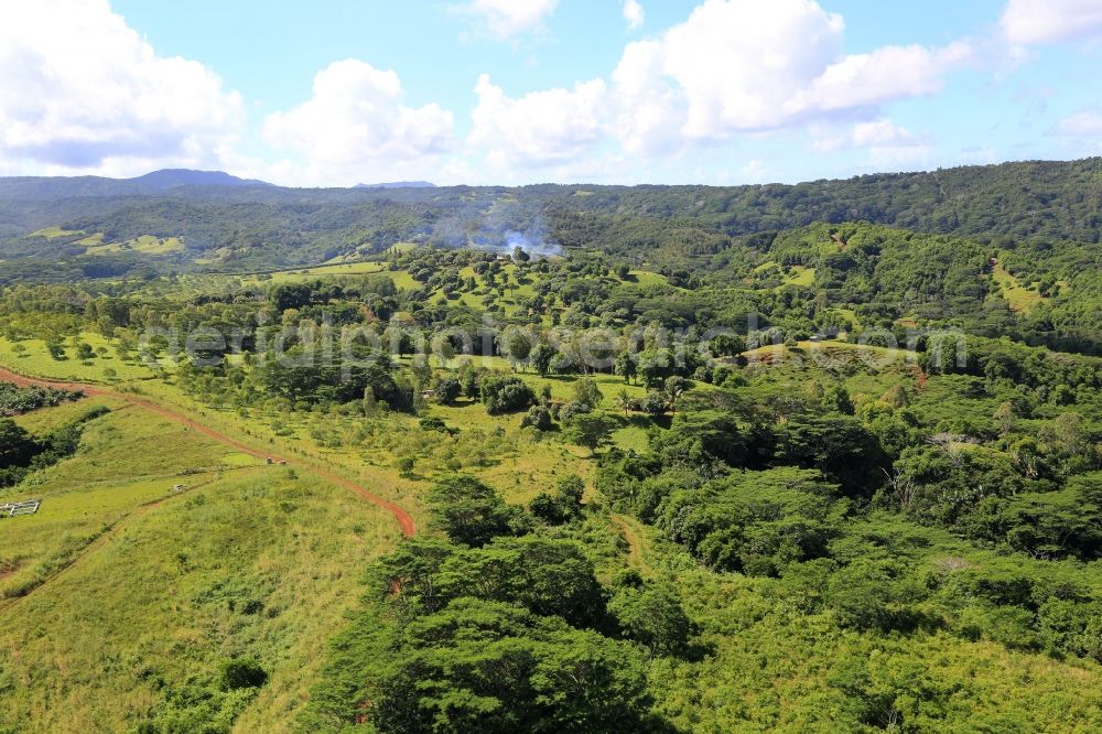 Chamarel from the bird's eye view: Farming landscape south of Chamarel in the fertile southwest of Mauritius