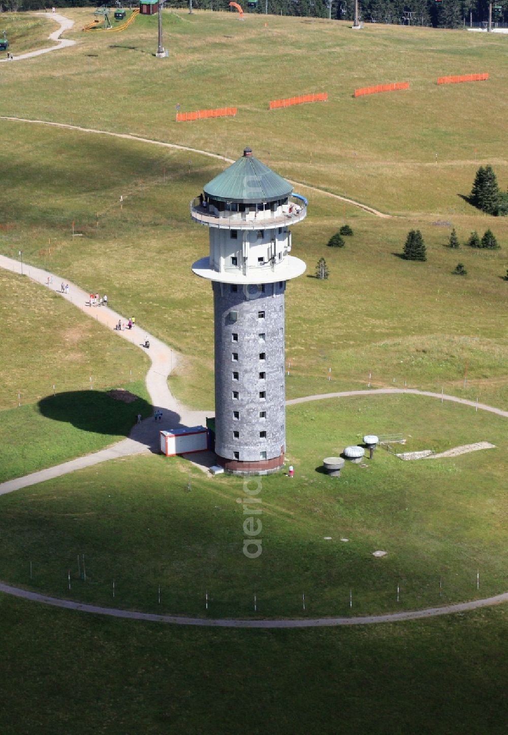 Feldberg (Schwarzwald) from the bird's eye view: Feldbergturm (Schwarzwald) auf der Spitze des Berges Feldberg im Bundesland Baden-Wuerttemberg