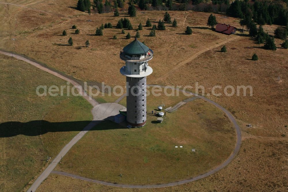 Aerial photograph Feldberg (Schwarzwald) - Tower on the summit of Feldberg (Black Forest) in the state Baden-Wuerttemberg