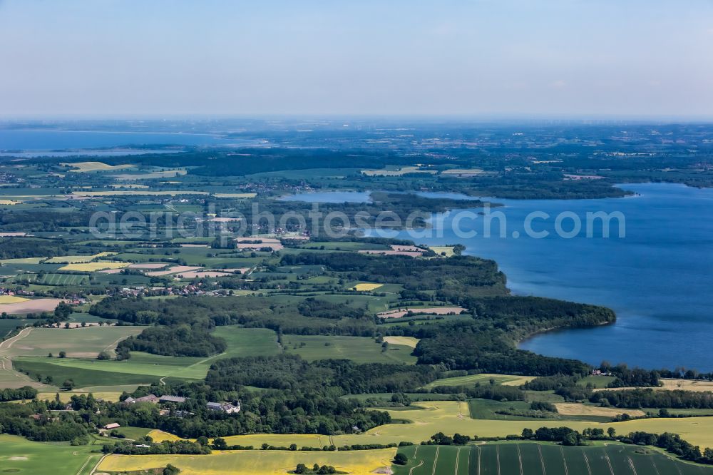 Aerial image Fargau-Pratjau - Agricultural fields with adjacent forest and forest areas on Selenter See in Fargau-Pratjau in the state Schleswig-Holstein, Germany