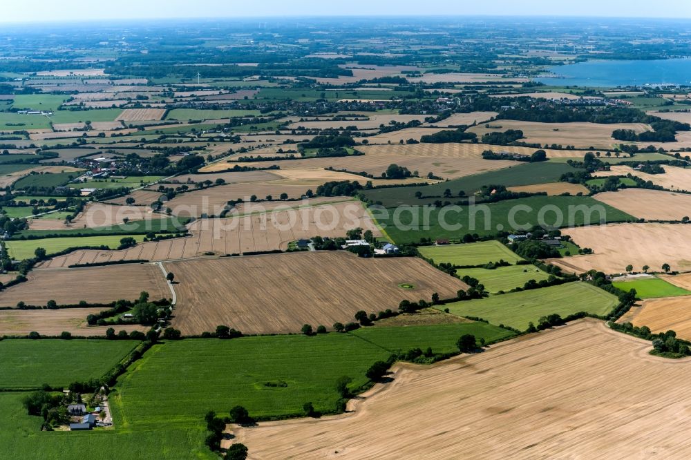 Aerial photograph Pommerby - Agricultural fields between Boersby - Huesfeld in Pommerby in the state Schleswig-Holstein, Germany