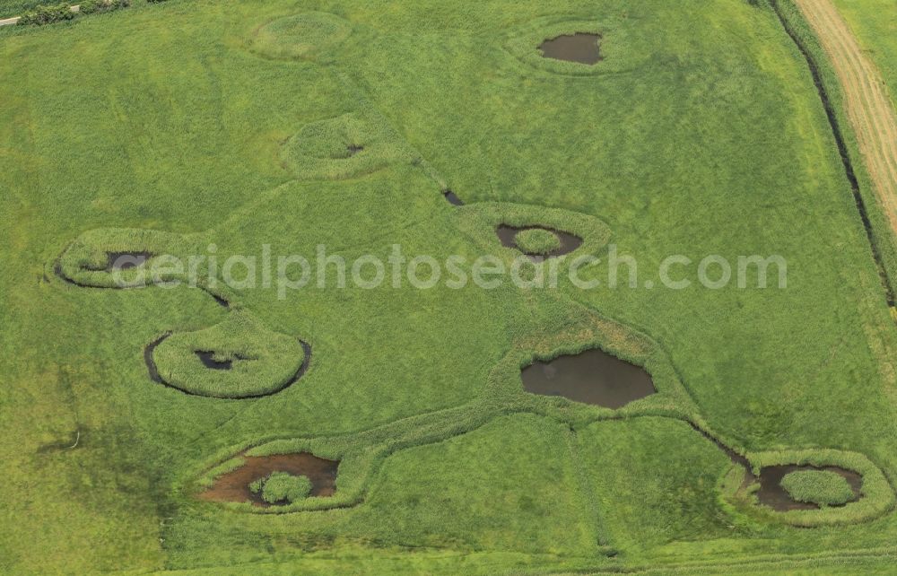 Aerial image Bad Frankenhausen/Kyffhäuser - In these fields to Bad Frankenhausen in Thuringia the water damage from a storm can be seen