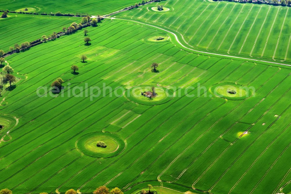 Aerial image Sierksdorf - Landscape with predominantly agricultural fields in Sierksdorf in the state Schleswig-Holstein, Germany